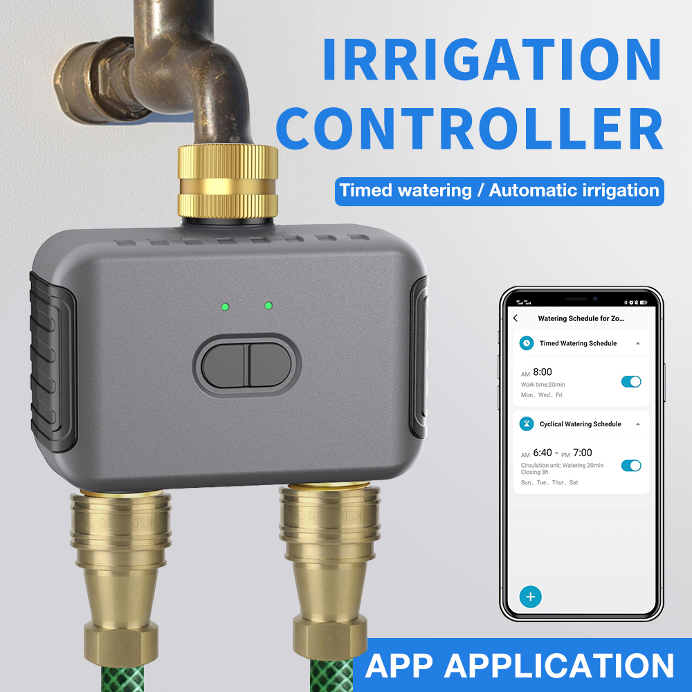Smart Garden Watering System - Tuya 2 Zone Watering Timer Garden