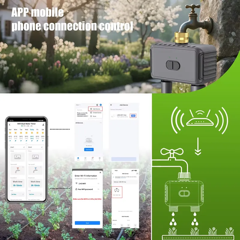 WAP01 WiFi APP Control Dual Ho - Smart Garden Watering System 评论和价格
